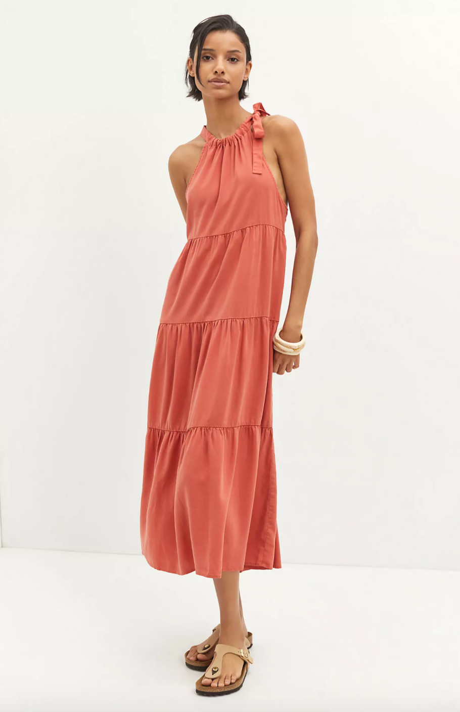 peach chiffon dress with sleeves