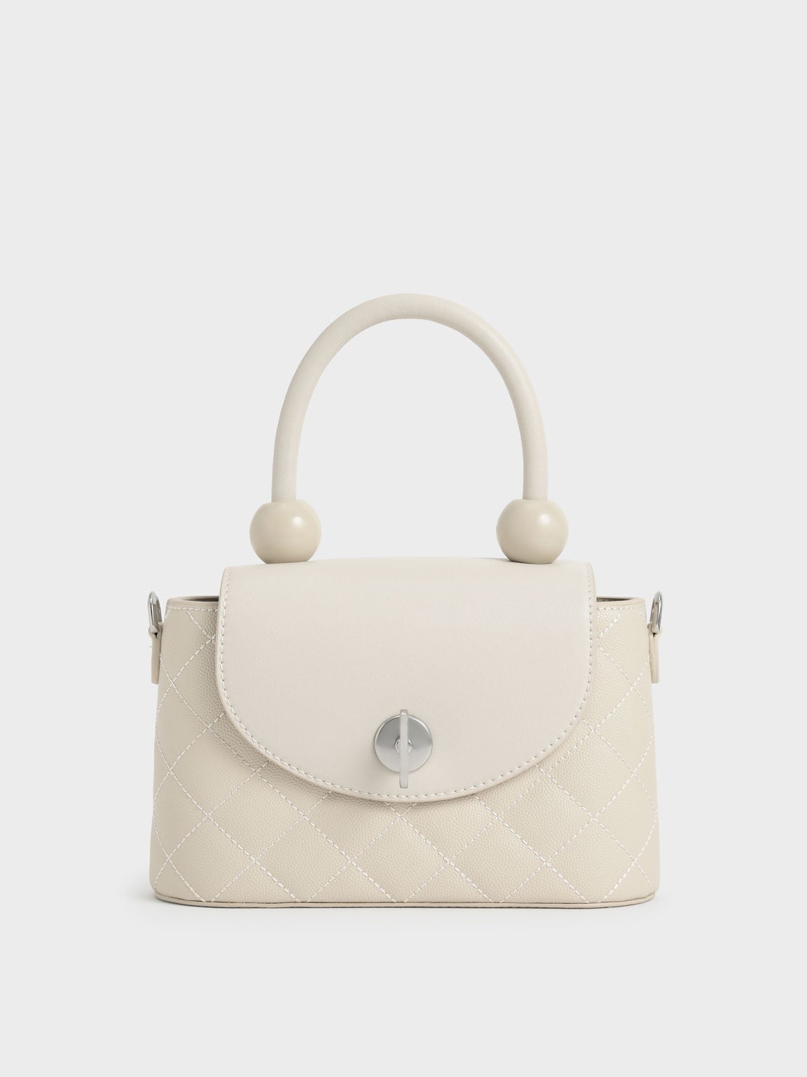 Charles & Keith + Top Handle Circle Bag – Cream