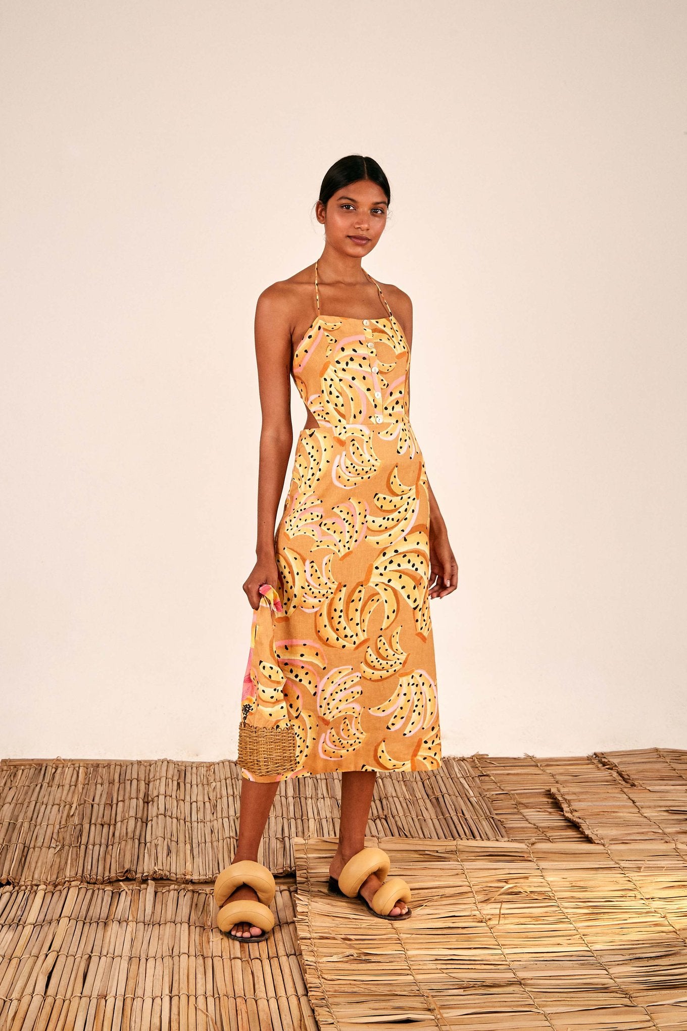 Farm Rio + Caramel Raining Bananas Midi Dress