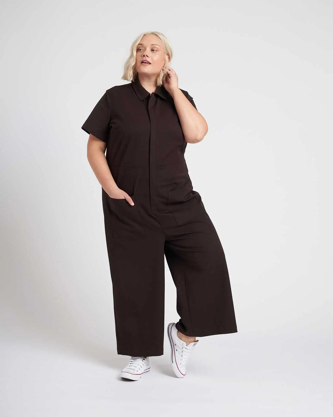 stretch cotton jumpsuit