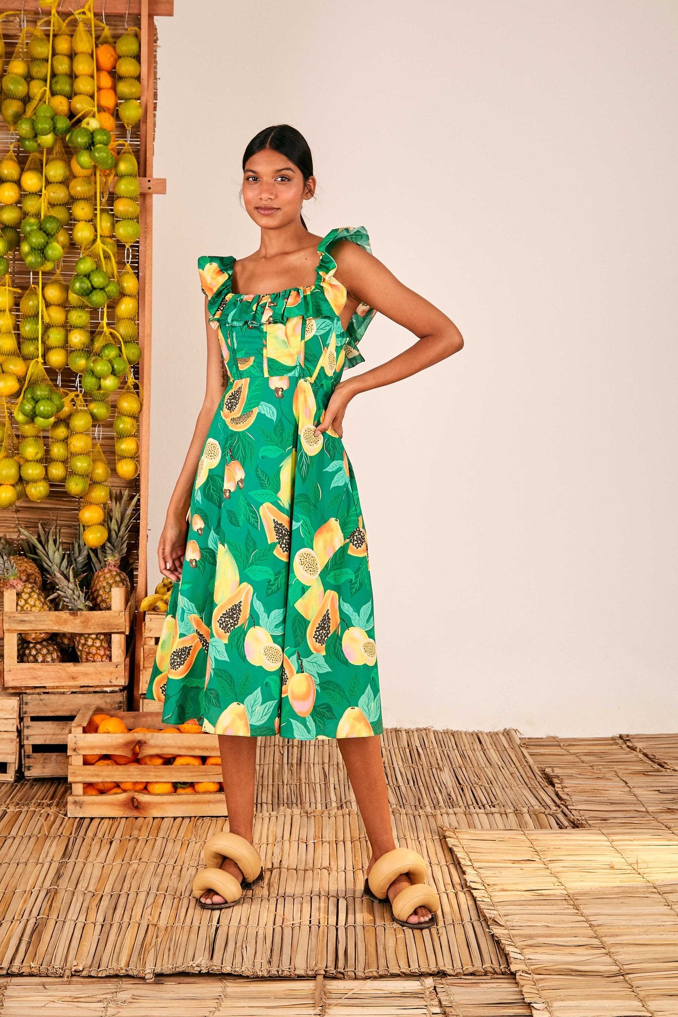 Warehouse fruit 2024 salad midi dress