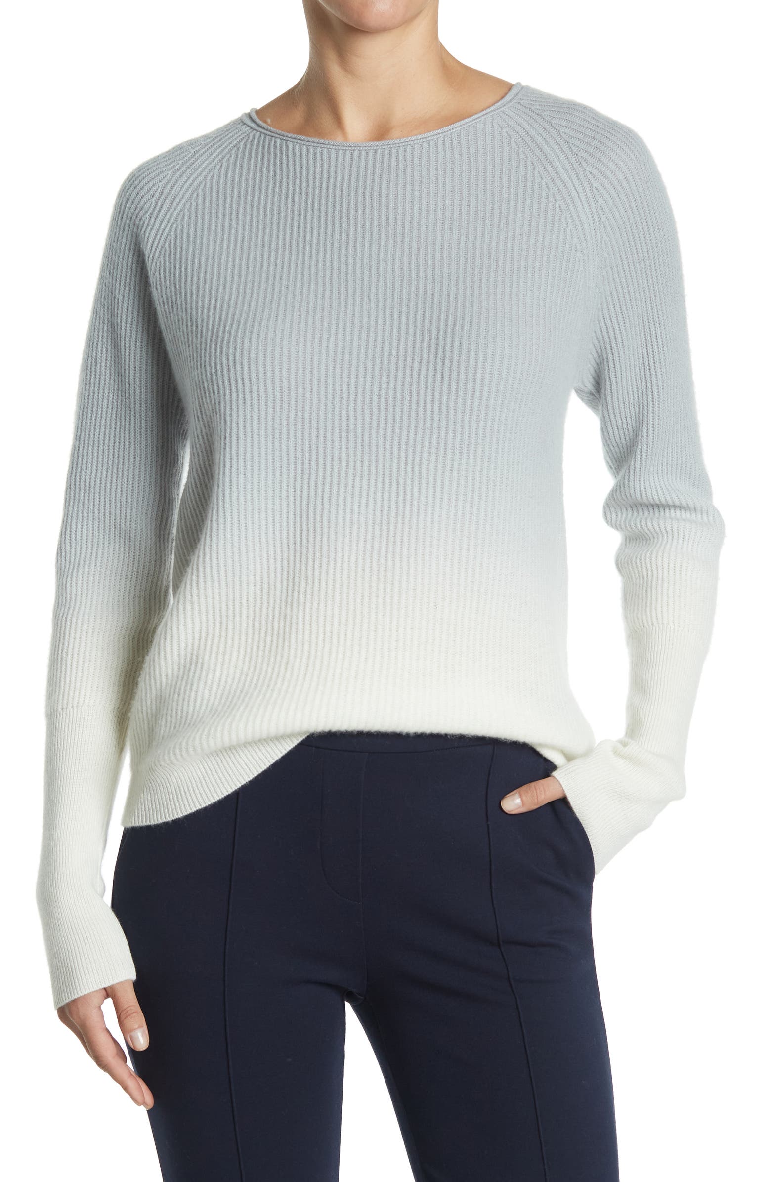 Naadam + Ribbed Dip Dye Cashmere Pullover Sweater