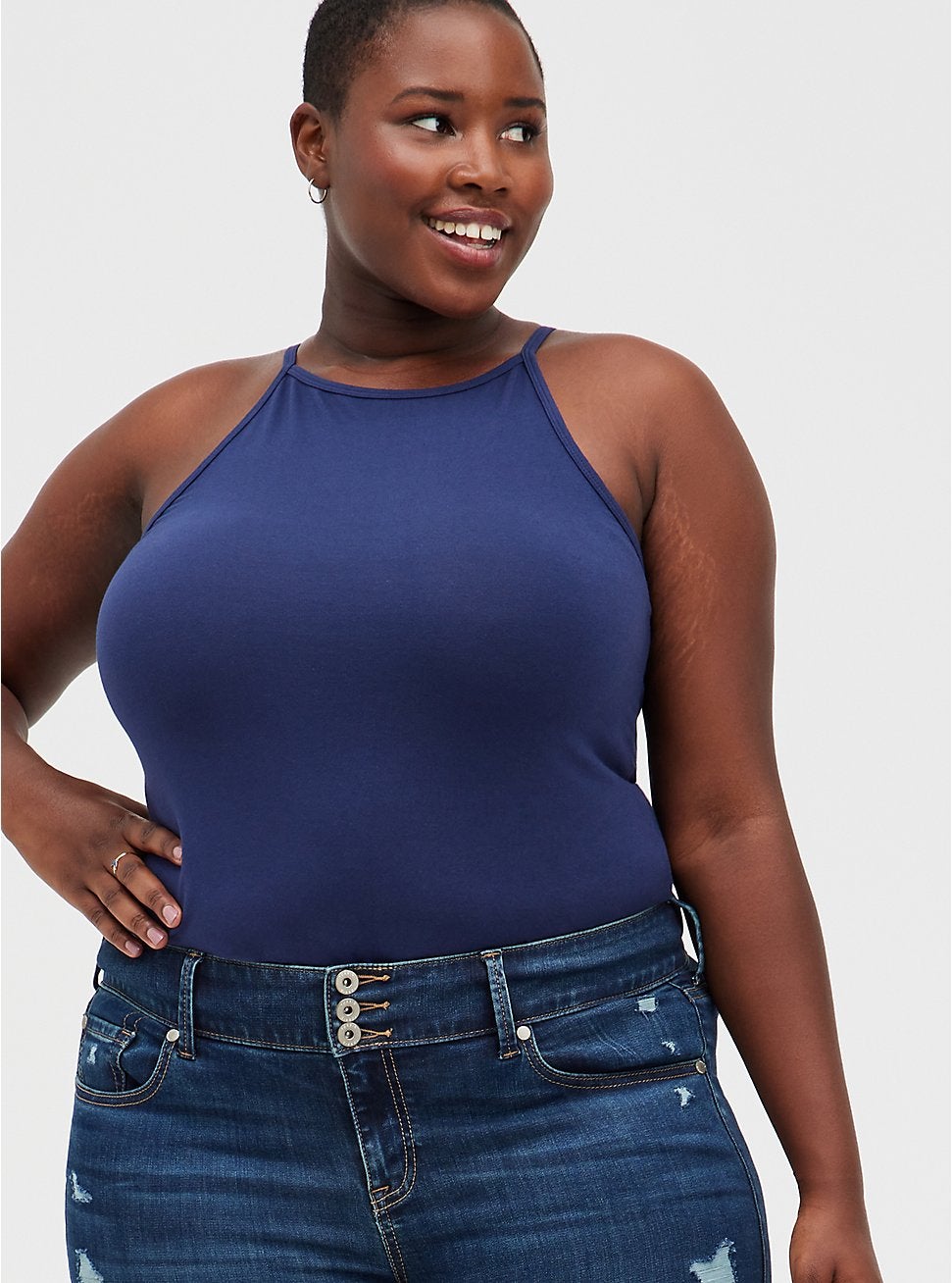 Torrid + High Neck Foxy Tank – Navy