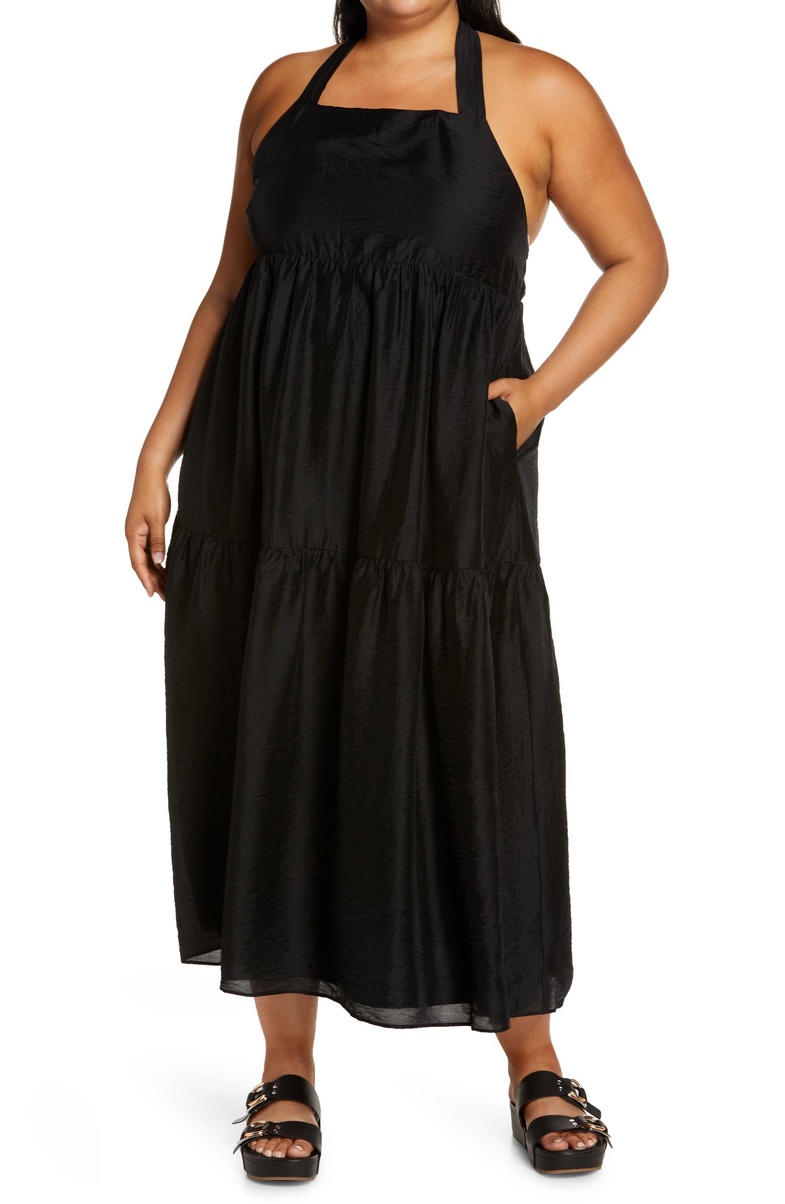 Halogen + Halter Neck Tiered Maxi Dress