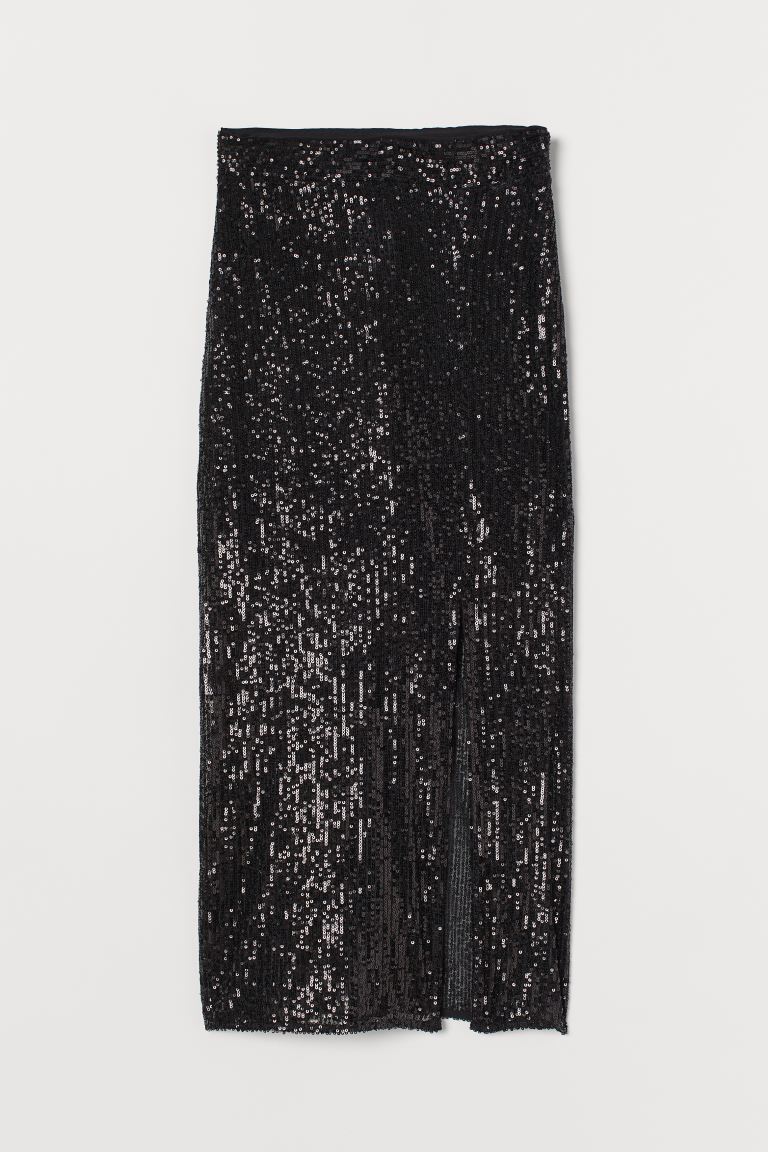 H&M + Slit-front Sequined Skirt