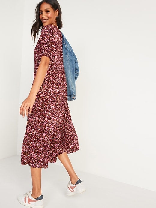 Floral swing dress outlet with sleeves