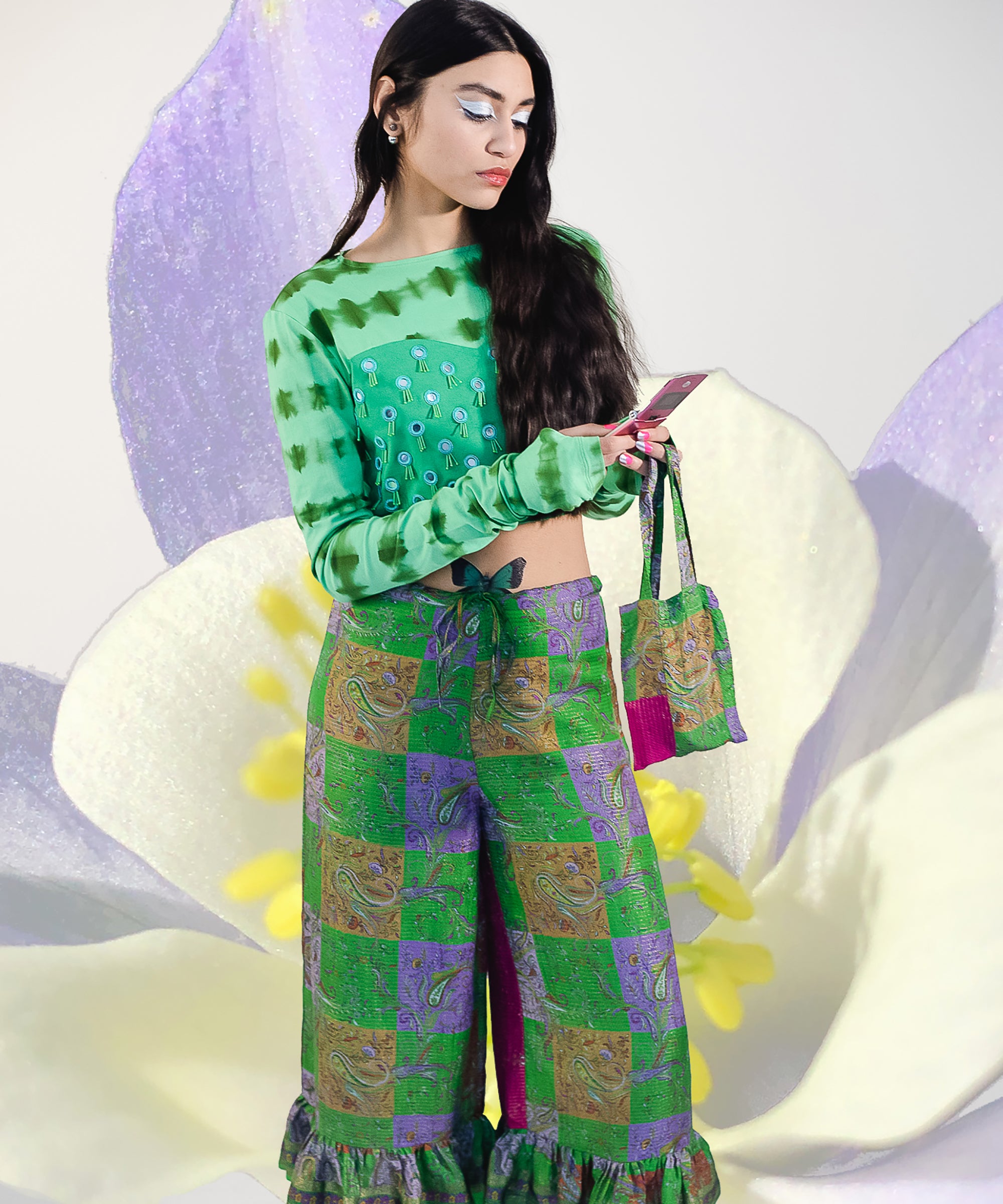 Patchwork Flared Leggings - abacaxi