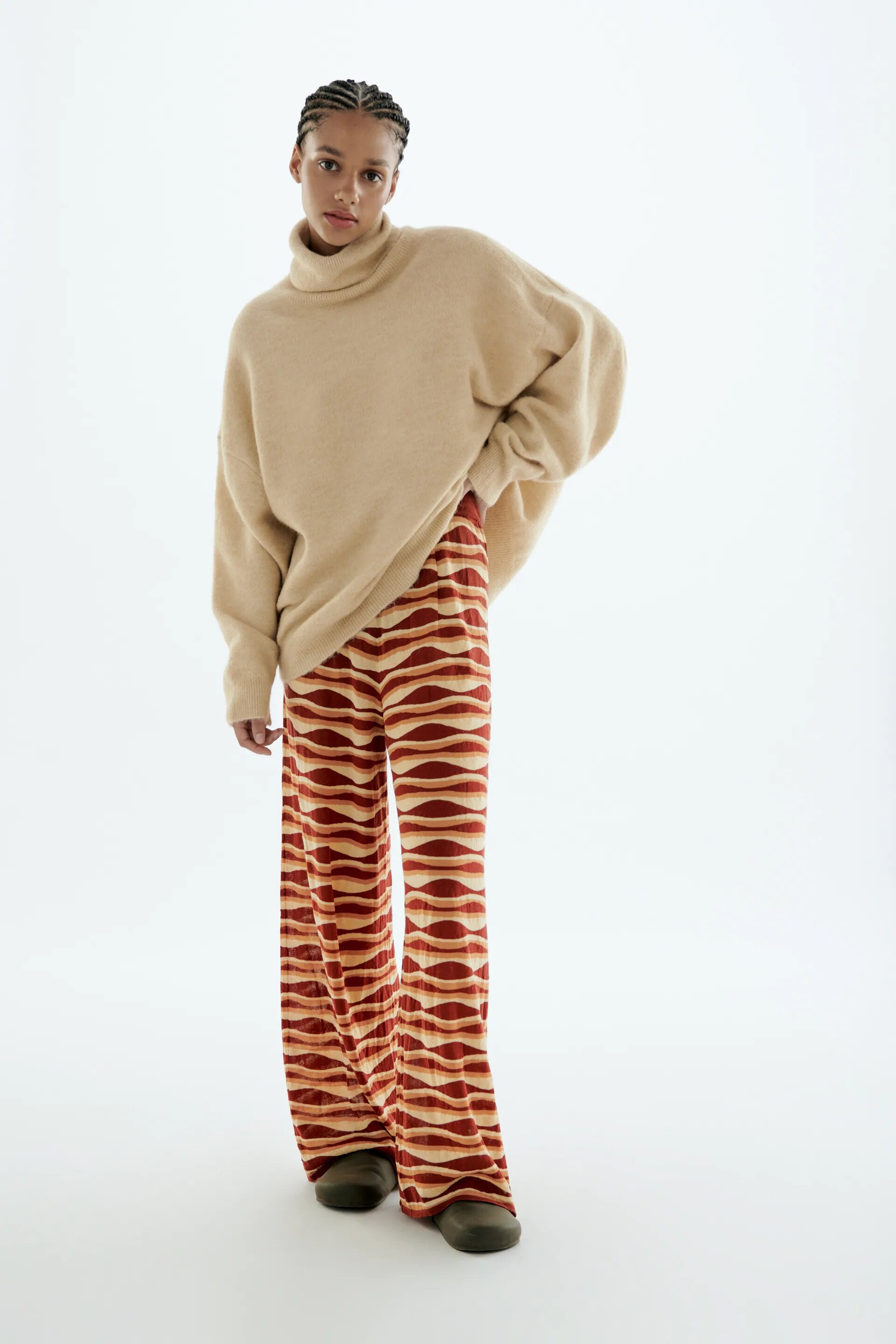 Zara + Printed Knit Trousers