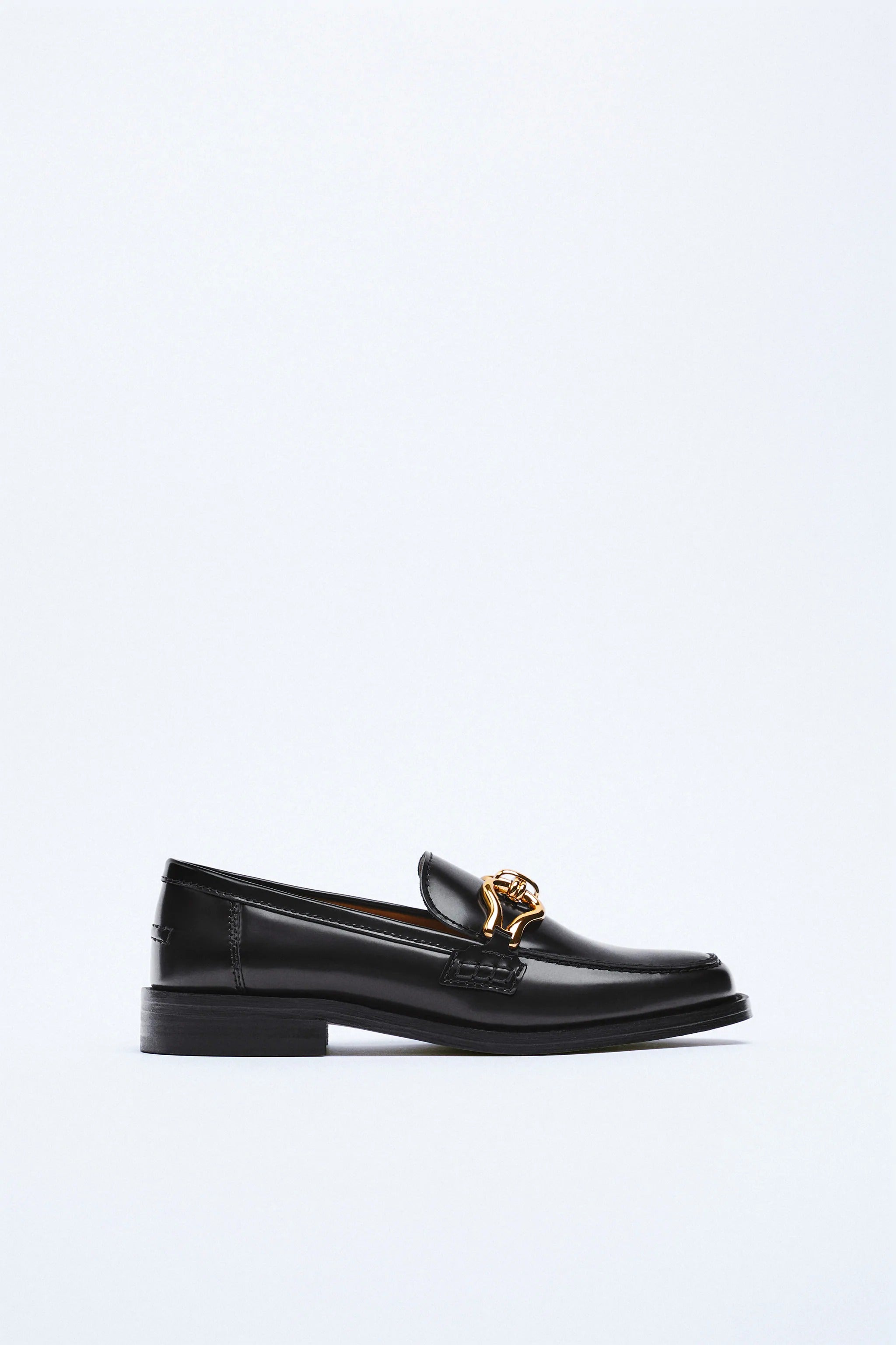 Zara + Leather Loafers With Decorative Detail