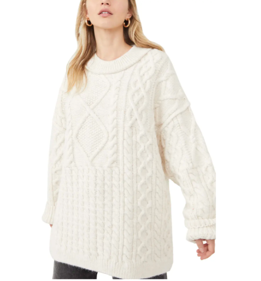 JANUARY 19, 2016 OVERSIZED CABLE KNIT… - SWEATER: Free People (on