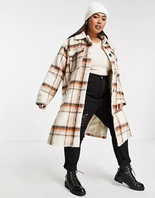 Wednesday’s Girl Curve + Longline coat in vintage check