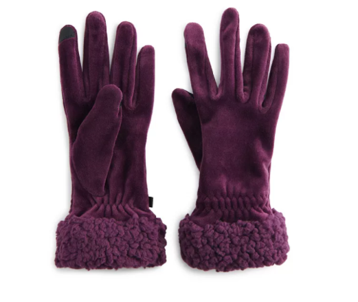 Women's Cuddl Duds® Double Plush Velour & Sherpa Cuff Gloves