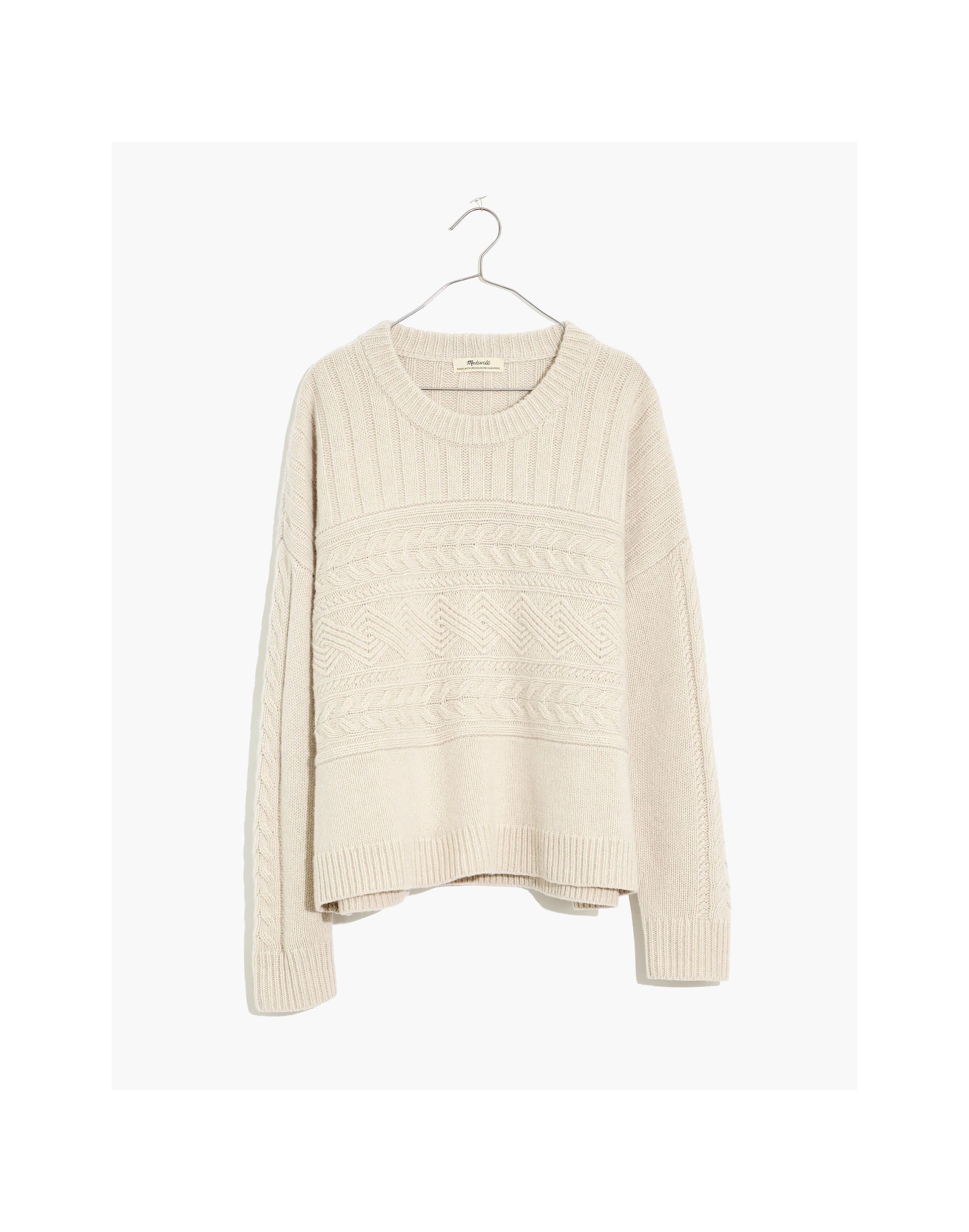 Madewell + (Re)sourced Cashmere Cableknit Crewneck Sweater