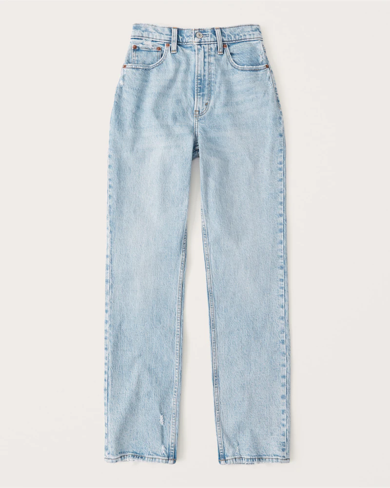 Abercrombie And Fitch Curve Love 90s Ultra High Rise Straight Jeans
