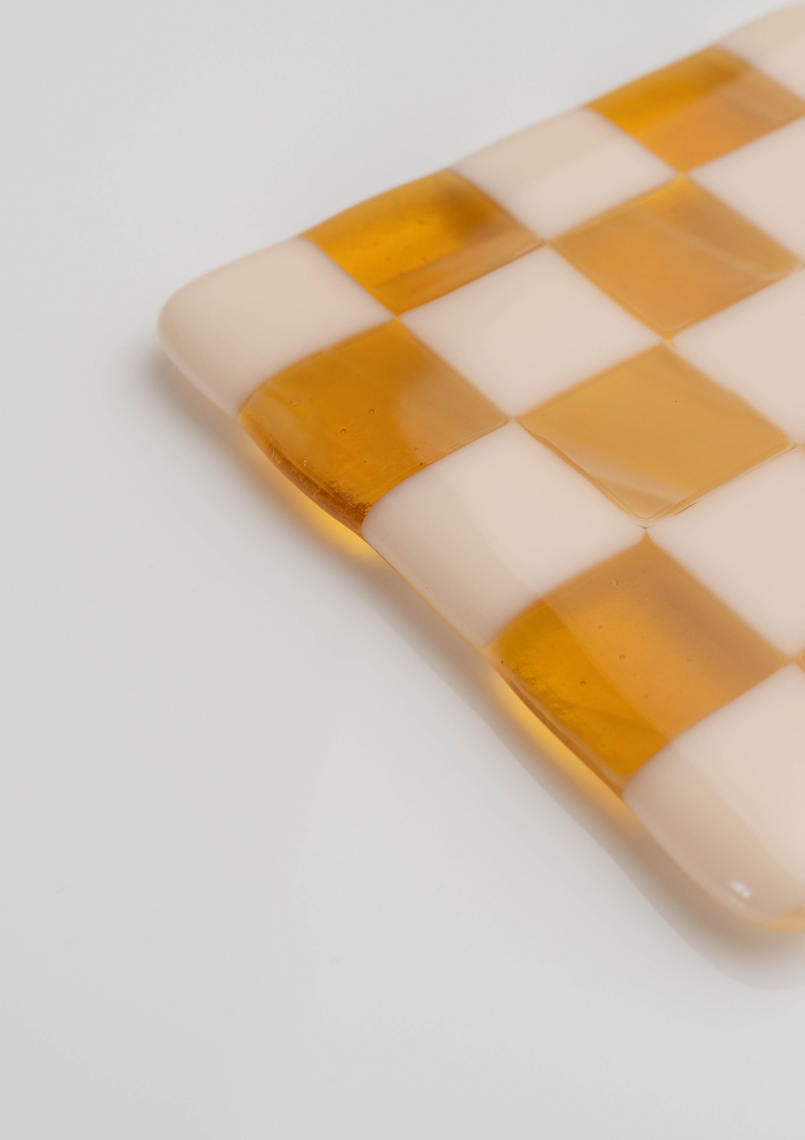 David Perry Glass Ceramics Checkered Glass Coaster