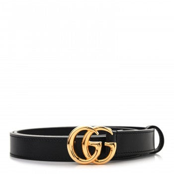 Gucci + GUCCI Calfskin Double G 20mm Belt 65 26 Black