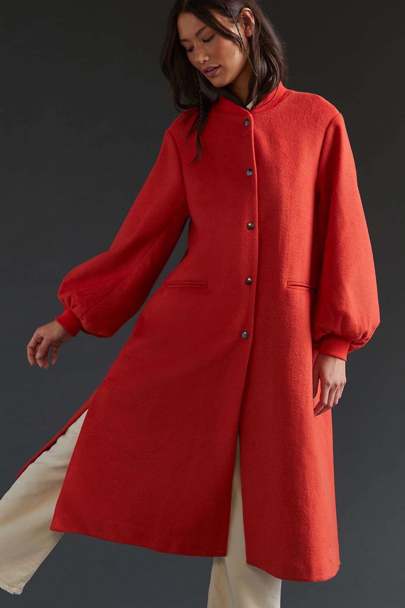 Anthropologie Cozy Wool on sale Blend Puff-Sleeved Coat