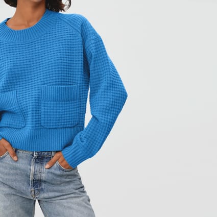 NWT Everlane popular The ReCashmere Belgian Waffle Pocket Pullover Sweater