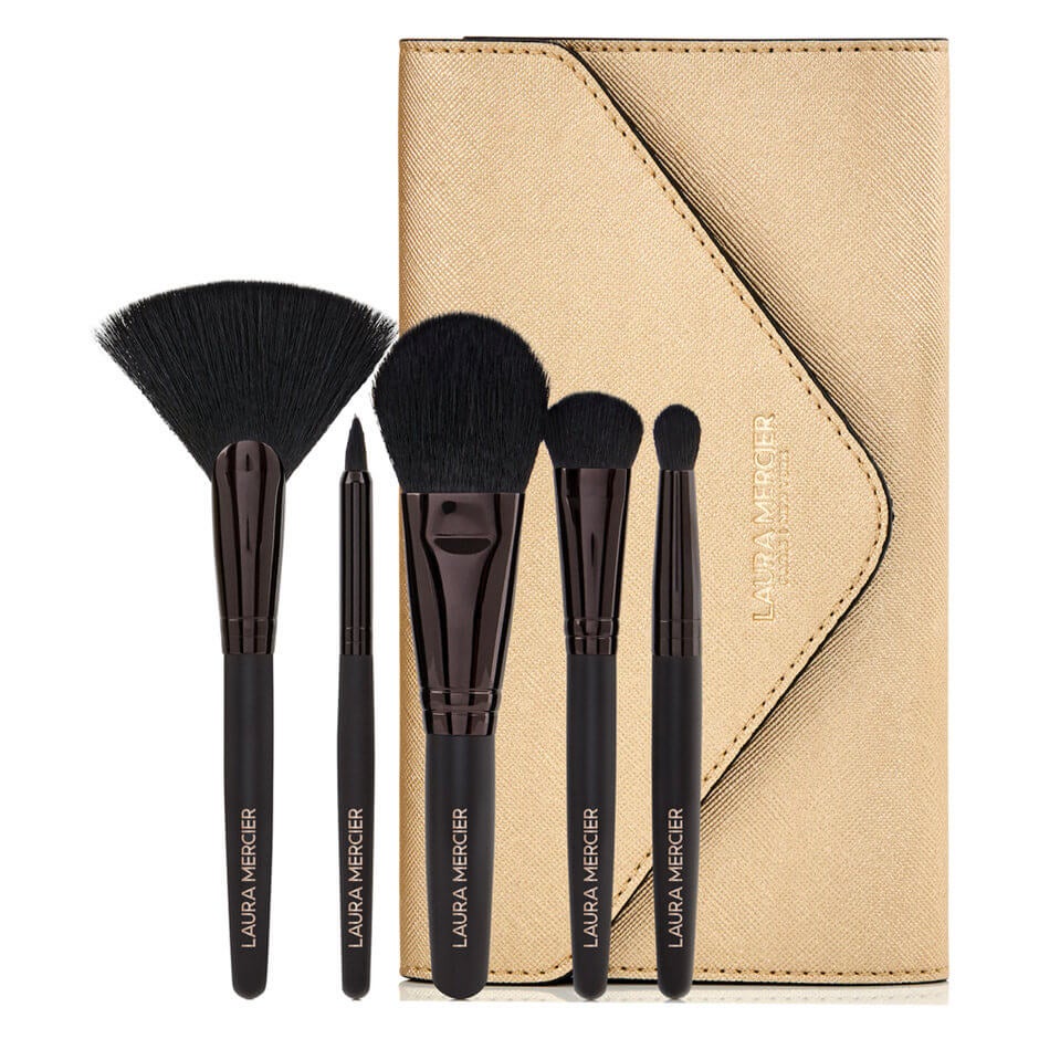 BNIB Laura Mercier Sweeping Beauty Essential Brush Collection outlet ~ 5 Pc Set w Roll