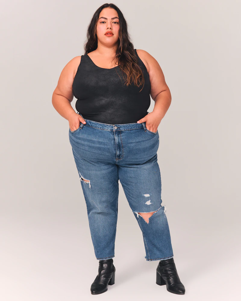 Abercrombie and Fitch + Curve Love Ultra High Rise Ankle Straight Jeans