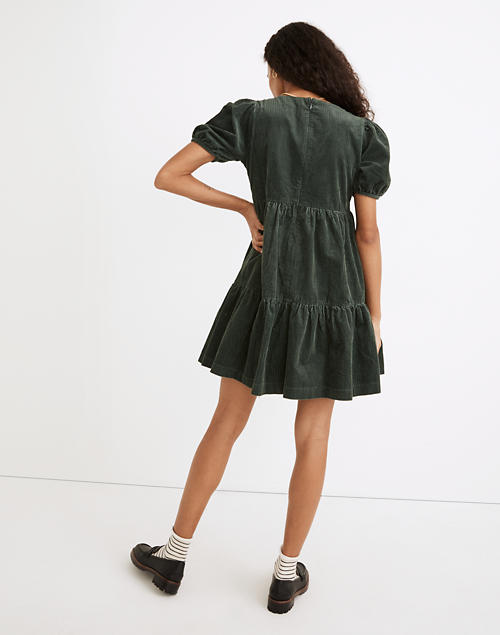 Madewell + Corduroy Aidy Square-Neck Tiered Mini Dress