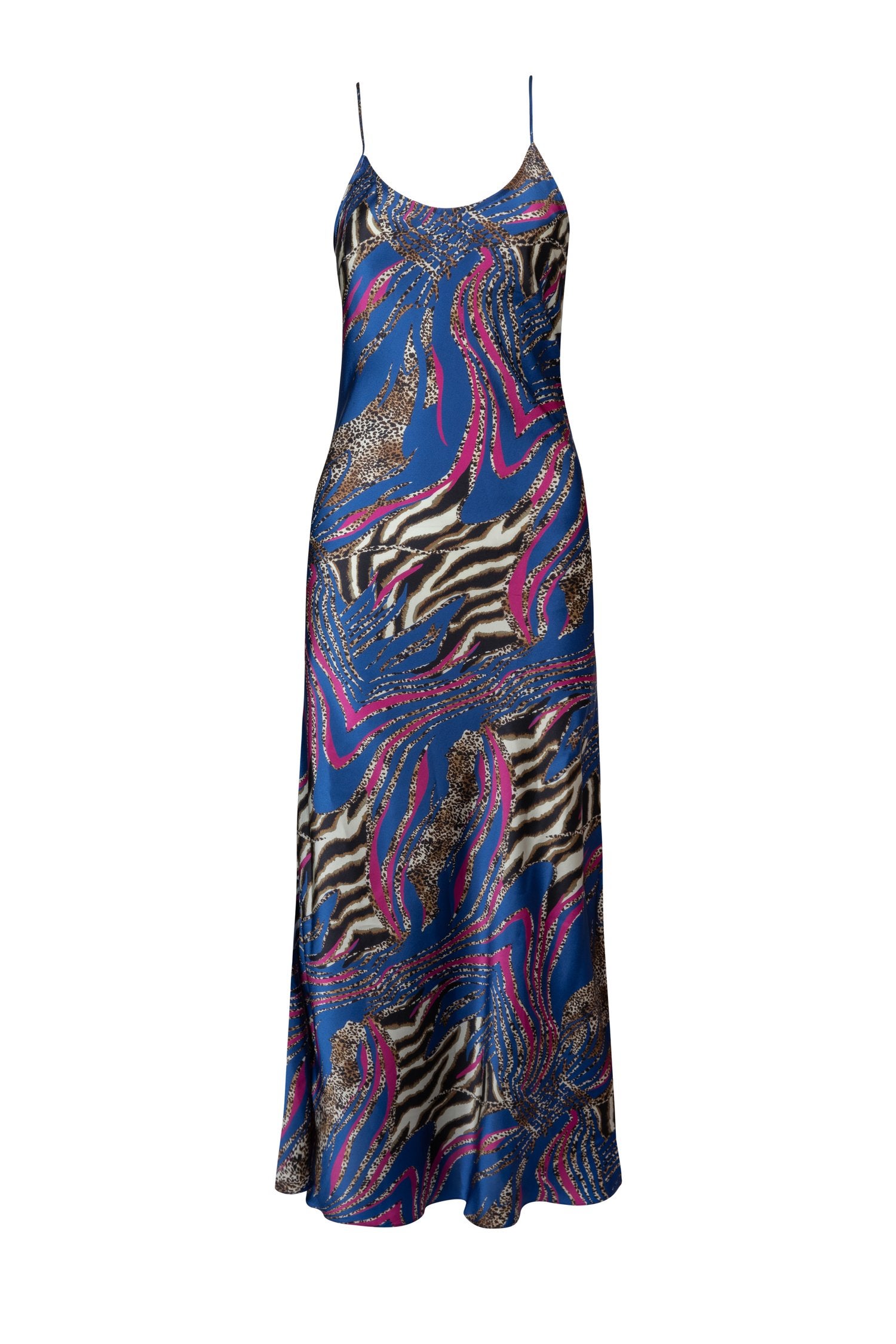 Monika The Label + Camille Animal Print Slip Dress – Cobalt Blue