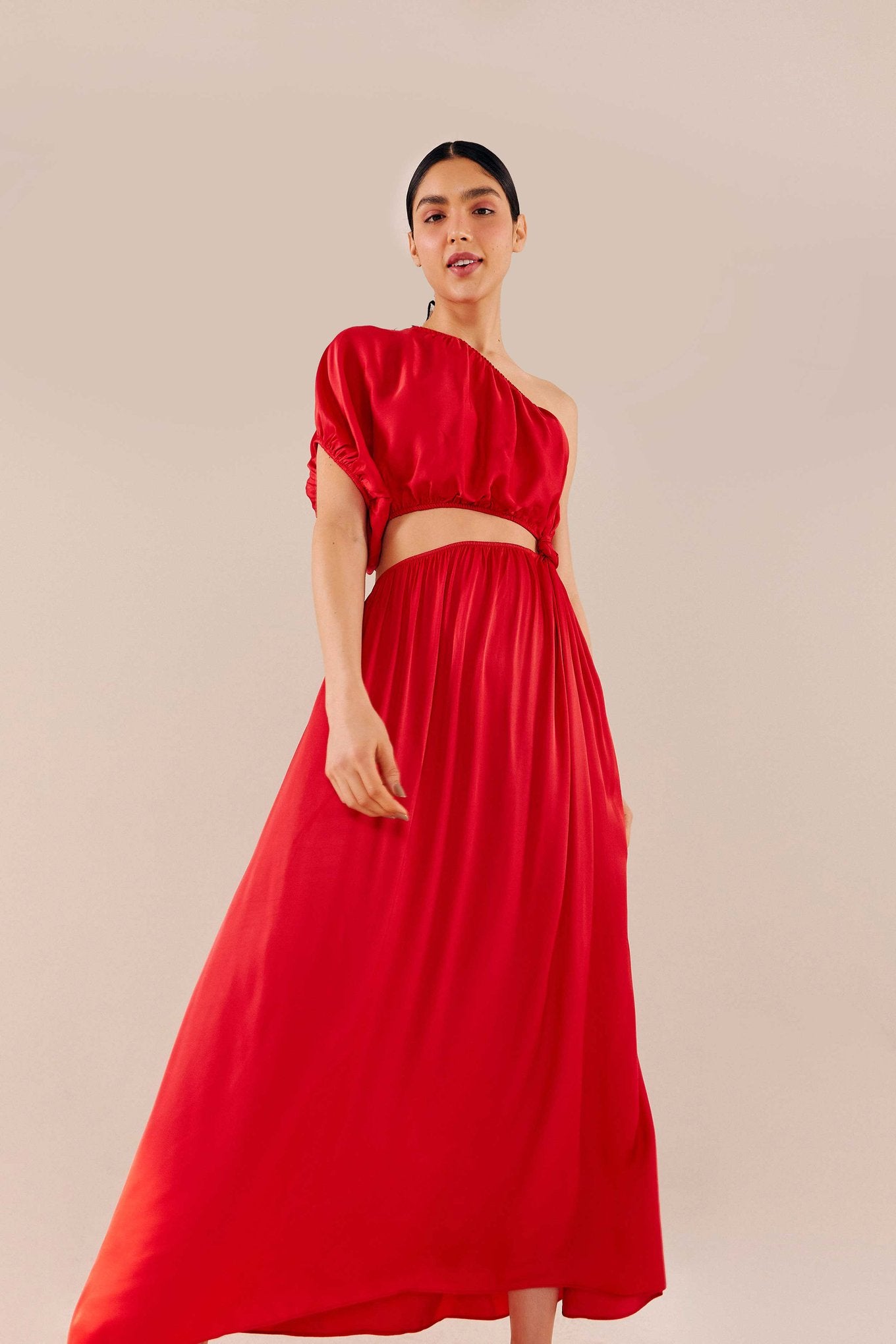 Farm Rio Red One Shoulder Dress