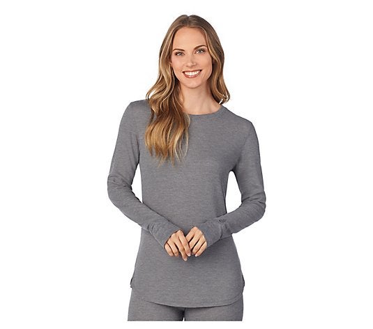 Cuddl Duds + Ladies Stretch Waffle Long Sleeve Top