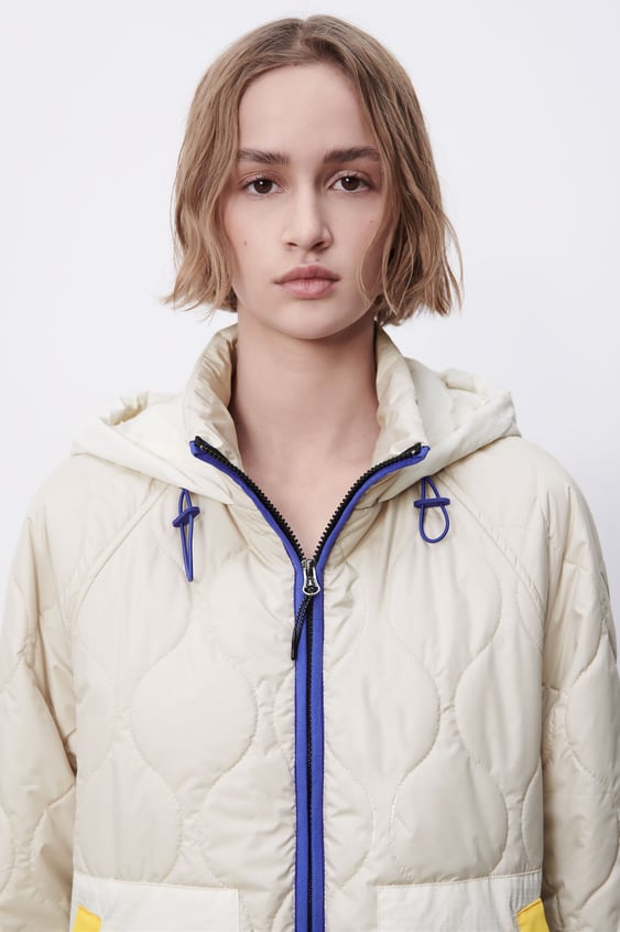 Zara water cheap repellent quilted parka