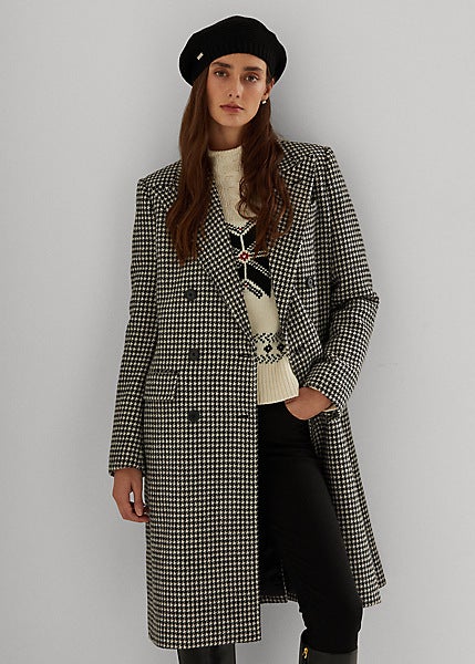 Ralph Lauren Houndstooth Double Breasted Coat