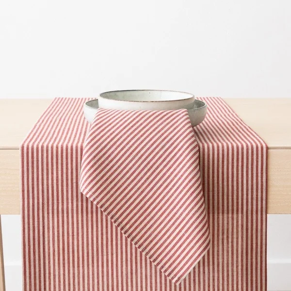 Red Striped Linen Fabric Jazz : : Home & Kitchen