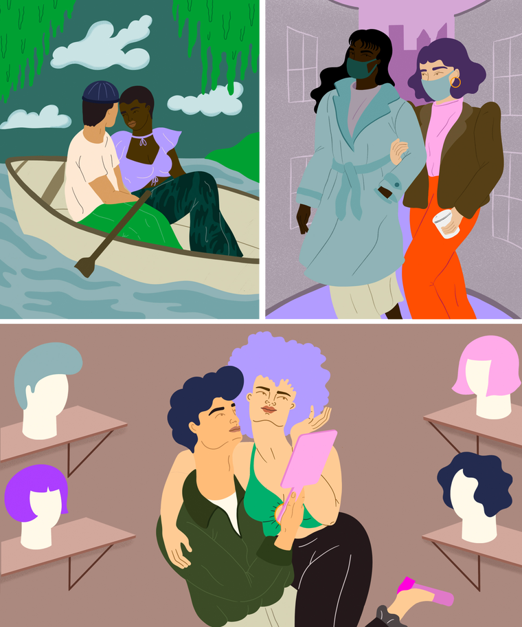 Premium Vector  Cute couple on a date sitting together to