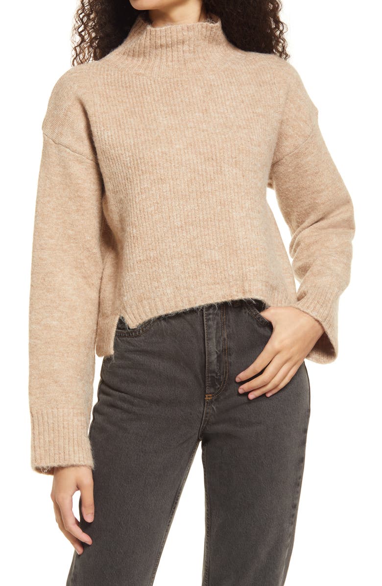 Topshop Mock Neck Crop Sweater