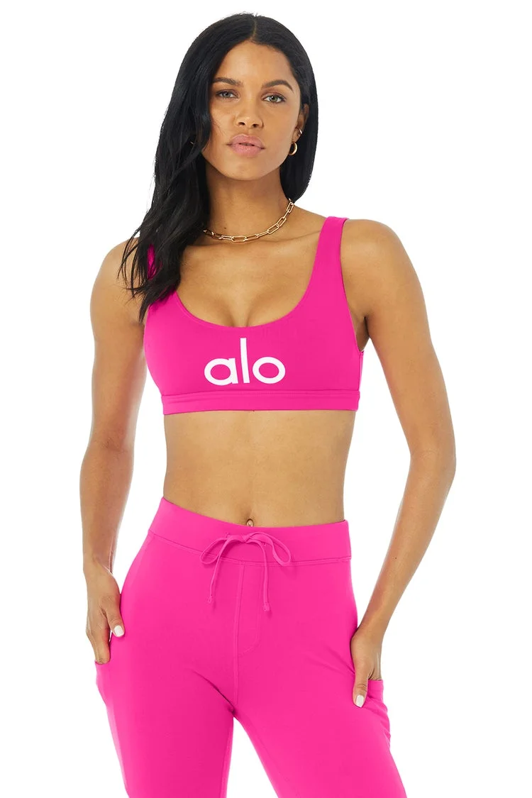 Alo Yoga Ambient Logo Sport Bra. Pink. Size M. NWT
