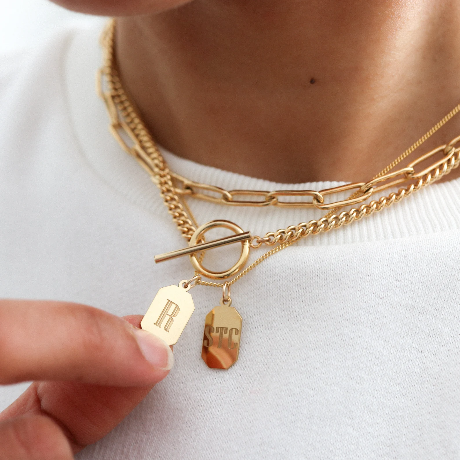Gold Lock & Key Initial Pendant Necklace - D