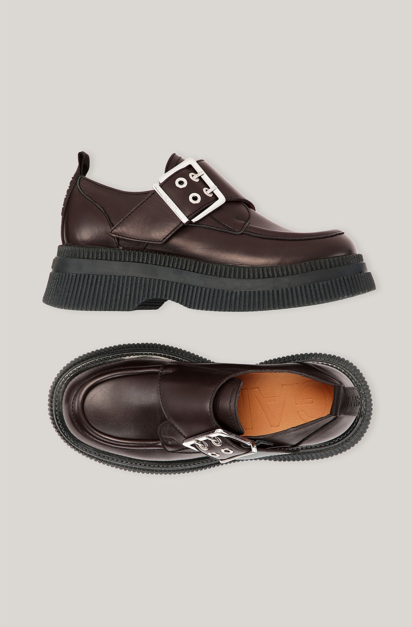 Ganni Calf Leather Creepers Monk Starp Men s Dressed