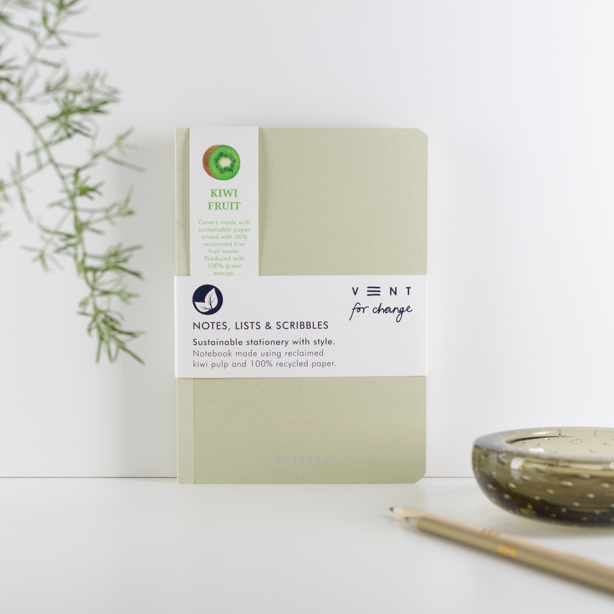 Vent For Change + Recycled SUCSEED A5 Notebook – Kiwi