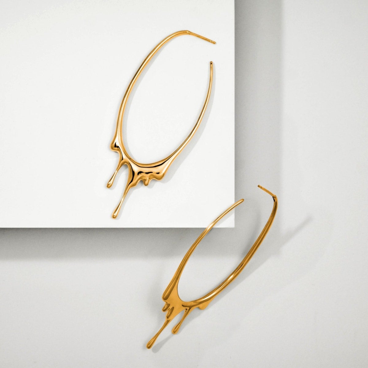 MARIE JUNE Jewelry + Dripping Oval L Gold Hoops