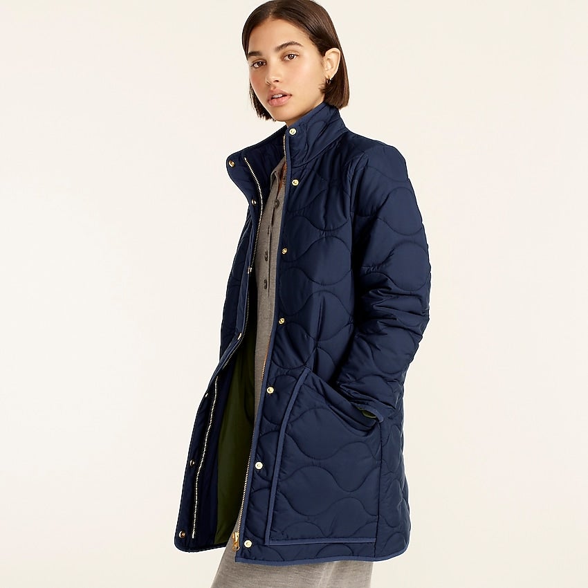 J. Crew + Quilted cocoon puffer with PrimaLoft