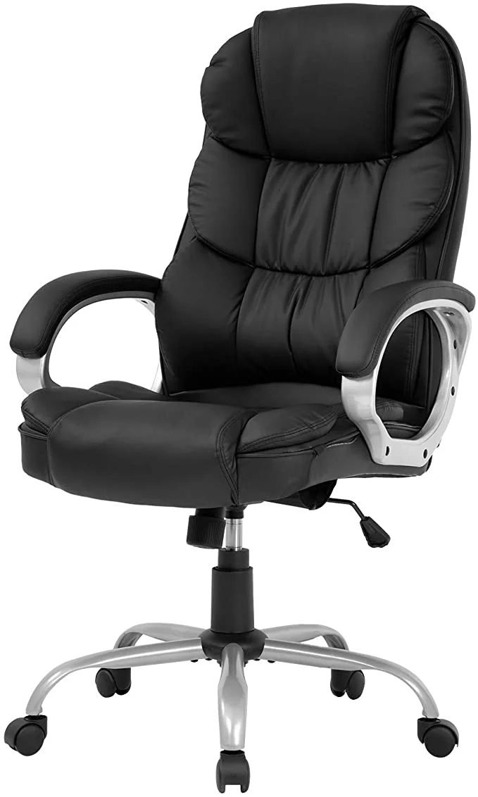 Yaheetech Office Chair Big and Tall Desk Chair Padded Armrests,White