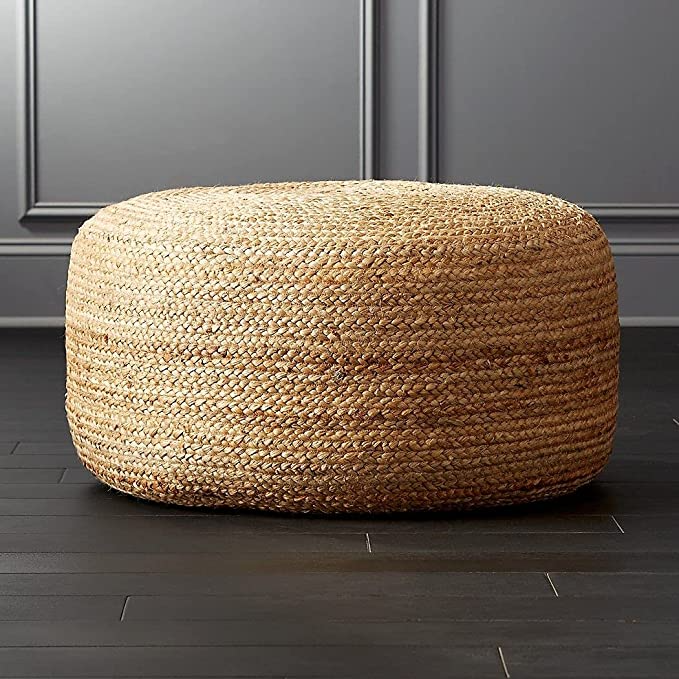 S L Homes Natural Jute Braided Ottoman