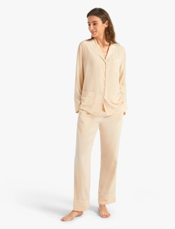 Lily Silk Chic Trimmed Silk Pyjamas Set