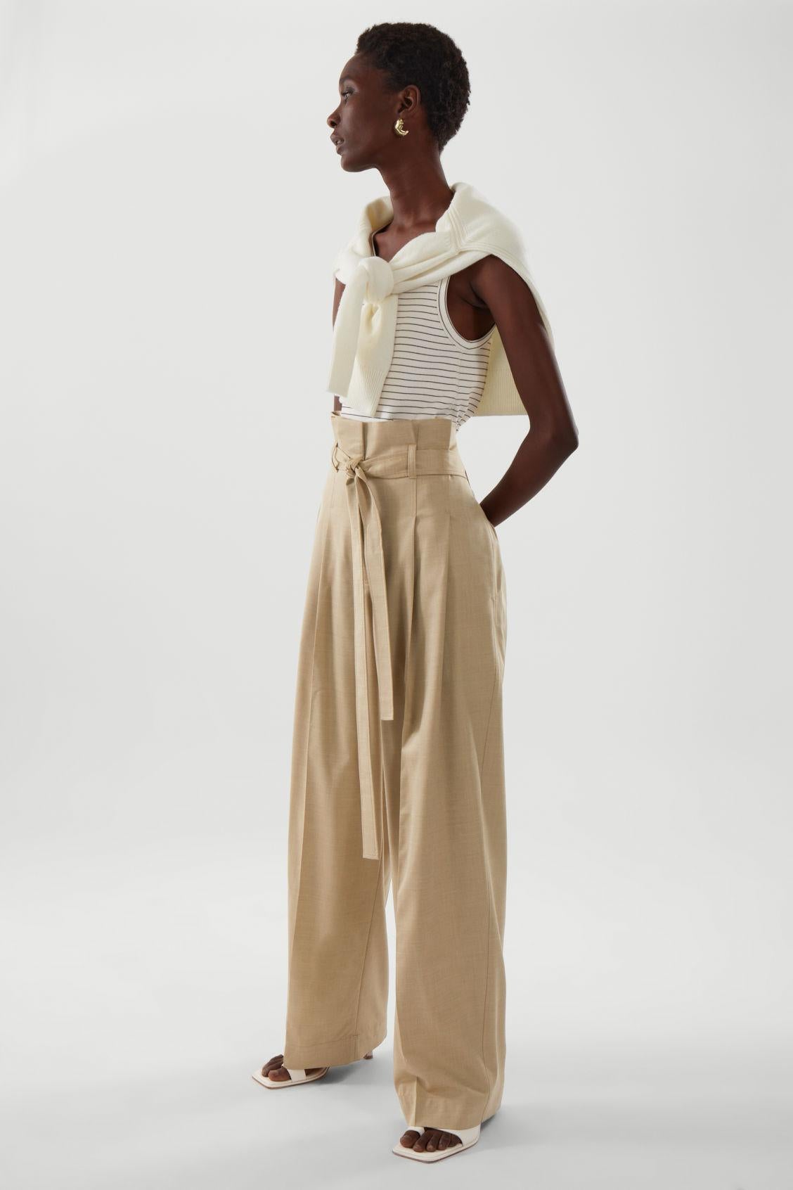 New Look Black High Waist Paperbag Trousers | very.co.uk