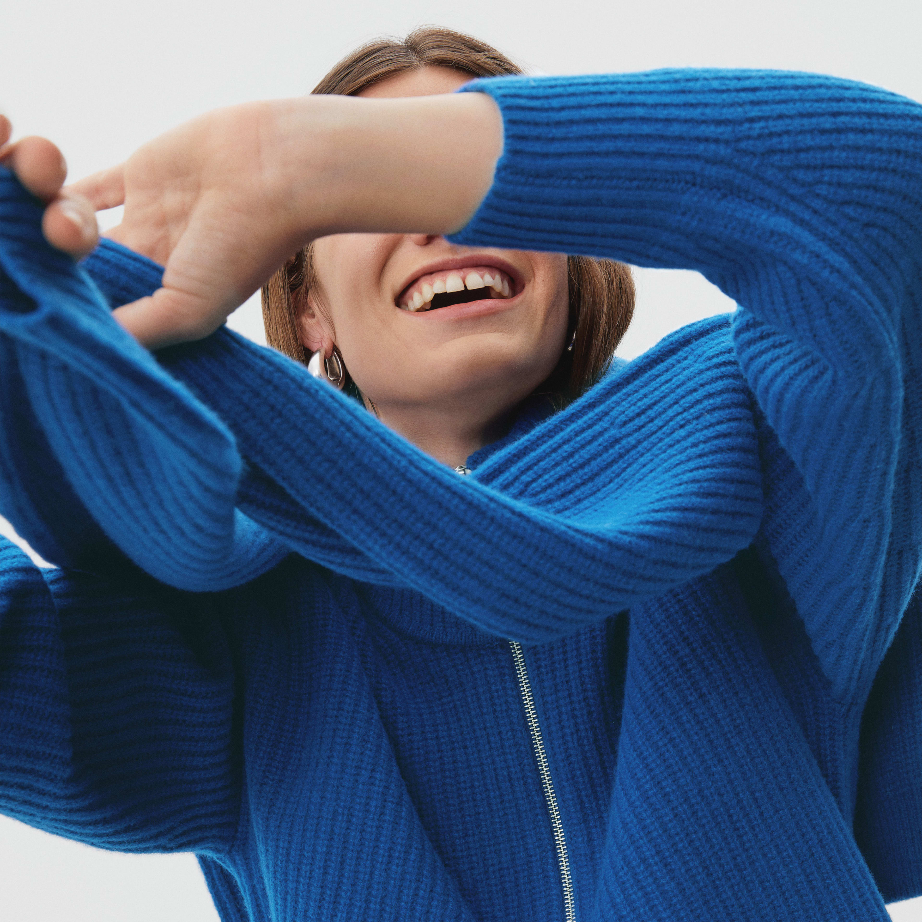 Store Everlane The Felted Merino Half-Zip Sweater Blue