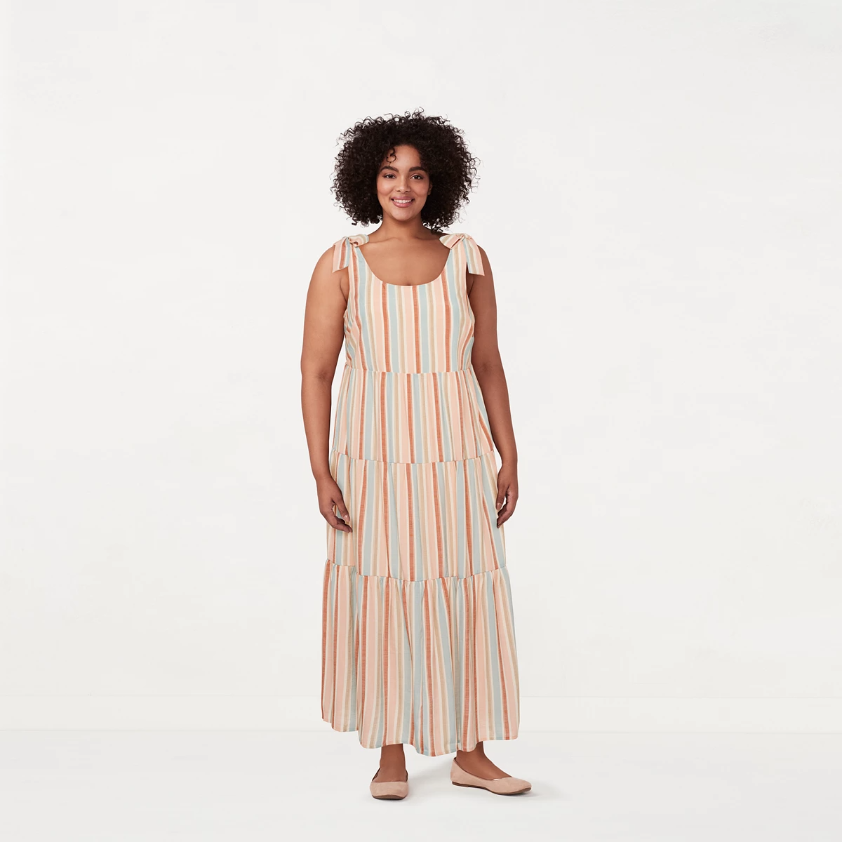 LC Lauren Conrad + Plus Size Knot-Strap Tiered Maxi Dress