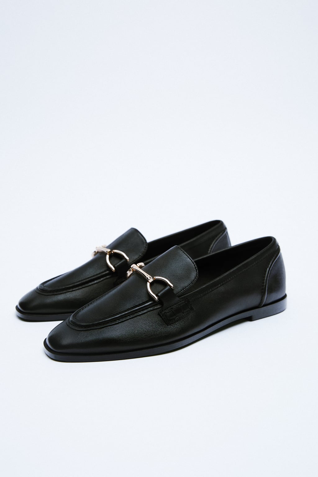 Zara + Flat Soft Leather Loafers