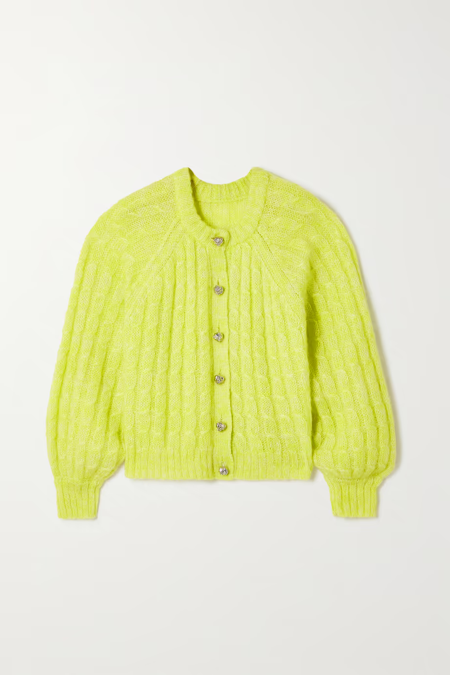 GANNI Cable-knit mohair-blend cardigan