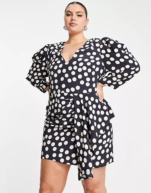 ASOS DESIGN Curve + Asymmetric Drape Front Mini Dress