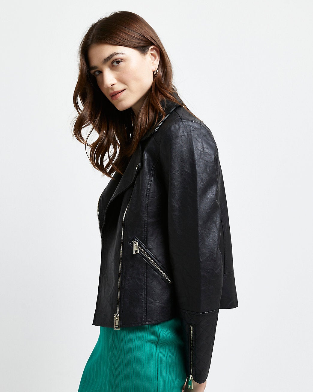 River Island + Black Faux Leather Biker Jacket