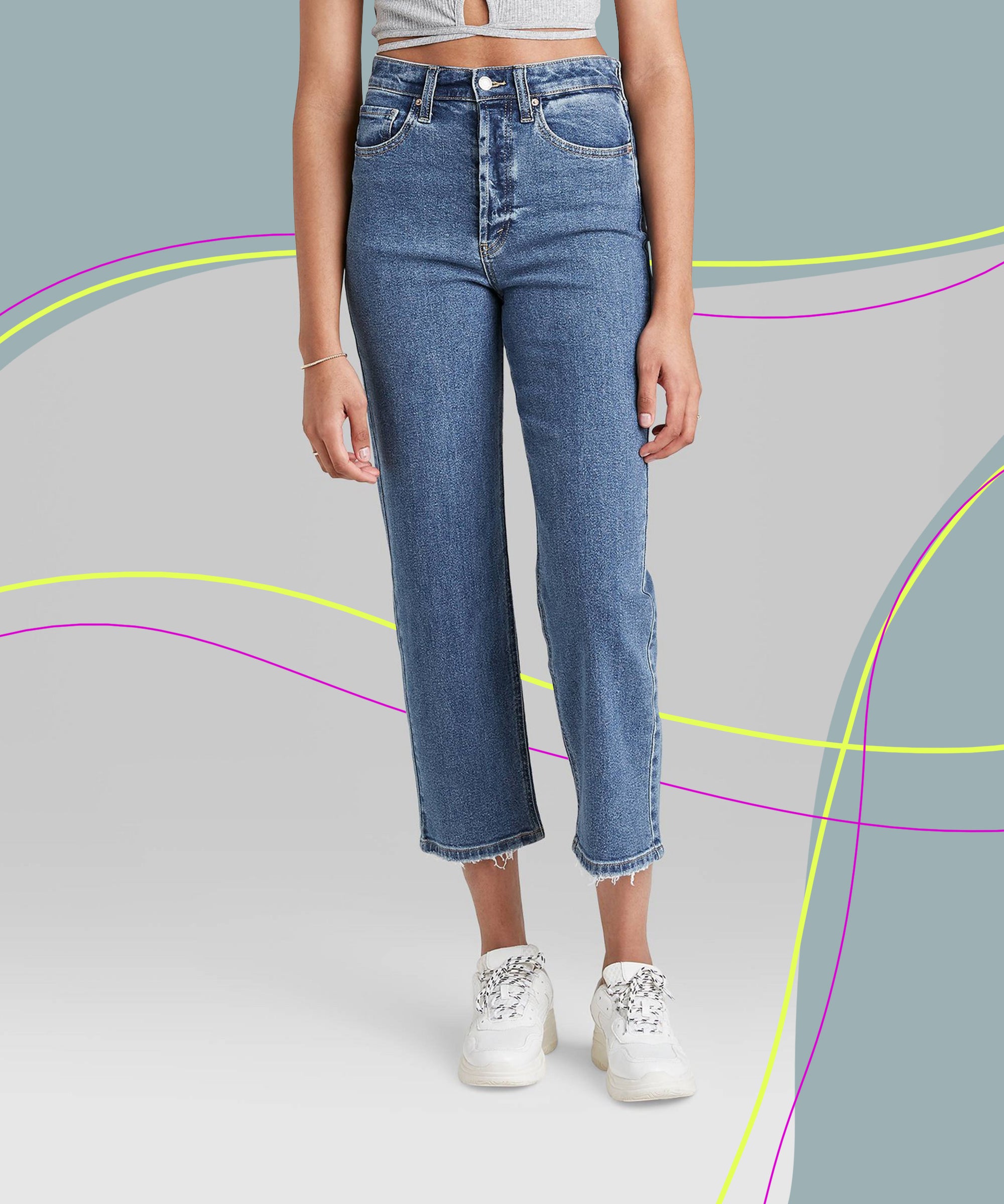 Women's Super-high Rise Distressed Slim Straight Jeans - Wild